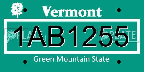 1AB1255 Vermont License Plate