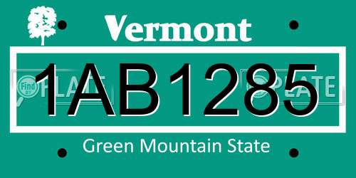 1AB1285 Vermont License Plate