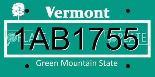 1AB1755 Vermont License Plate