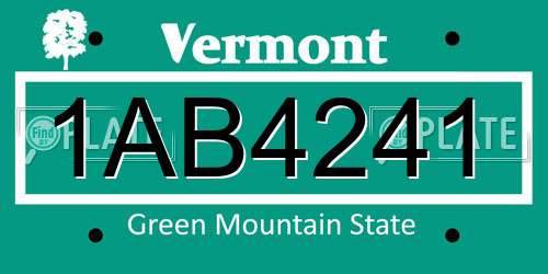 1AB4241 Vermont License Plate