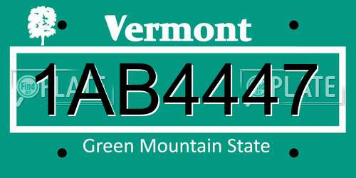 1AB4447 Vermont License Plate