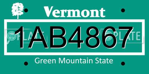 1AB4867 Vermont License Plate