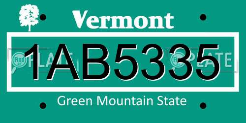 1AB5335 Vermont License Plate