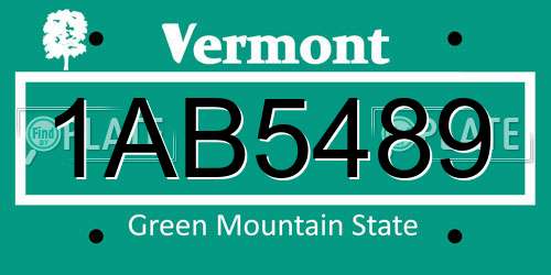 1AB5489 Vermont License Plate