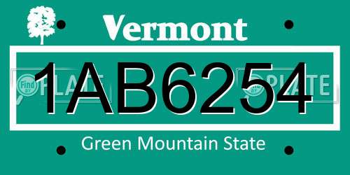 1AB6254 Vermont License Plate