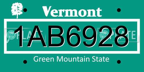 1AB6928 Vermont License Plate