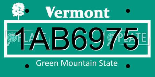 1AB6975 Vermont License Plate