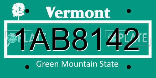 1AB8142 Vermont License Plate