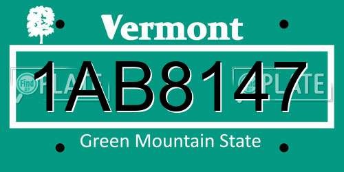 1AB8147 Vermont License Plate
