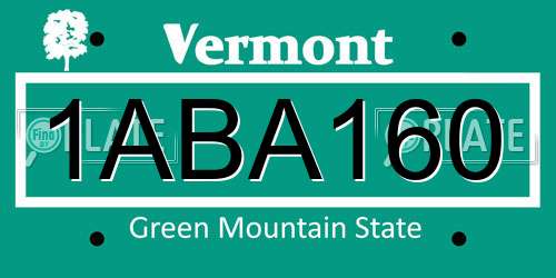 1ABA160 Vermont License Plate