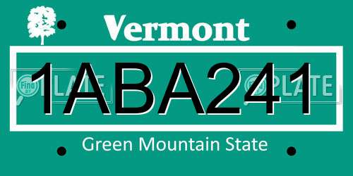 1ABA241 Vermont License Plate