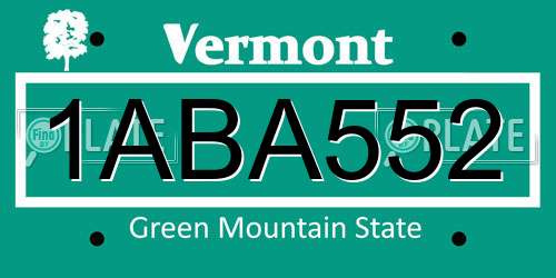 1ABA552 Vermont License Plate