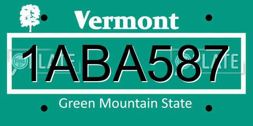 1ABA587 Vermont License Plate