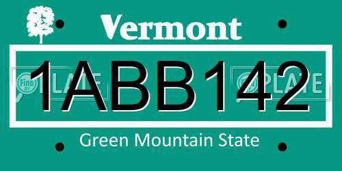 1ABB142 Vermont License Plate