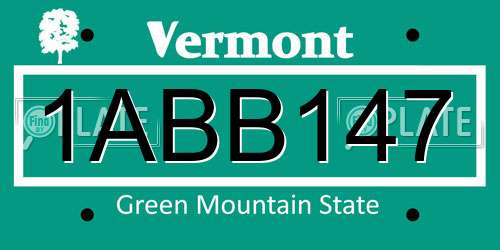 1ABB147 Vermont License Plate