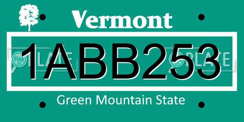 1ABB253 Vermont License Plate