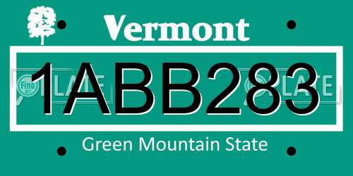 1ABB283 Vermont License Plate