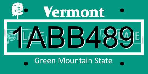 1ABB489 Vermont License Plate