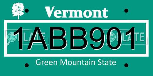 1ABB901 Vermont License Plate