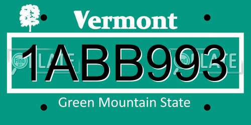 1ABB993 Vermont License Plate