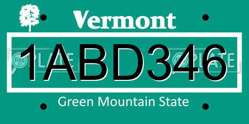 1ABD346 Vermont License Plate