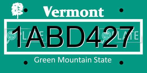 1ABD427 Vermont License Plate