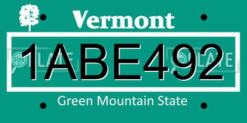 1ABE492 Vermont License Plate