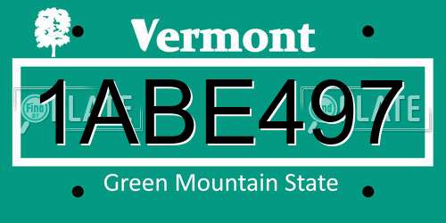 1ABE497 Vermont License Plate