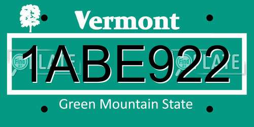 1ABE922 Vermont License Plate
