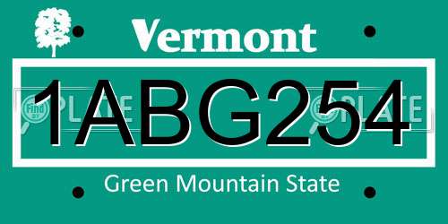1ABG254 Vermont License Plate