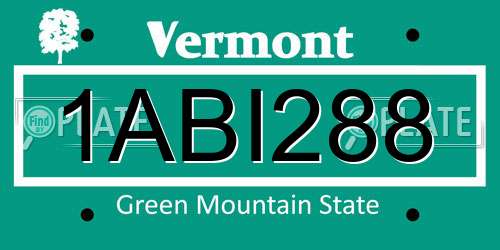 1ABI288 Vermont License Plate