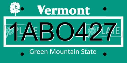 1ABO427 Vermont License Plate
