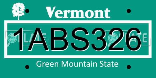 1ABS326 Vermont License Plate