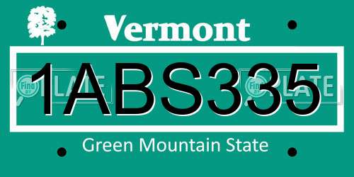1ABS335 Vermont License Plate