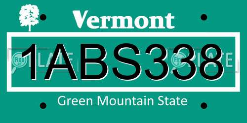1ABS338 Vermont License Plate