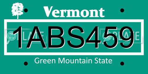 1ABS459 Vermont License Plate