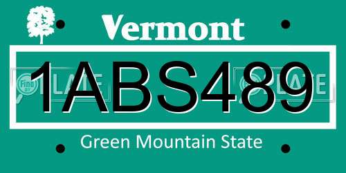 1ABS489 Vermont License Plate