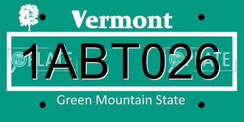 1ABT026 Vermont License Plate