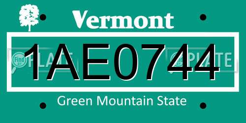 1AE0744 Vermont License Plate