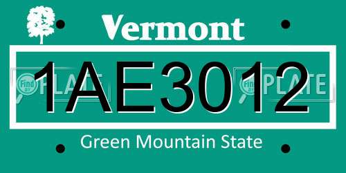 1AE3012 Vermont License Plate