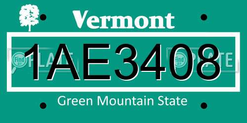 1AE3408 Vermont License Plate