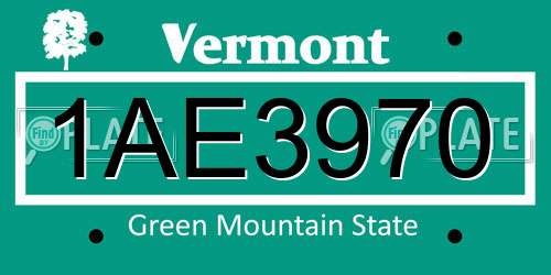 1AE3970 Vermont License Plate