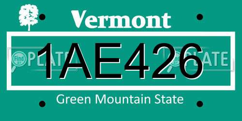 1AE426 Vermont License Plate