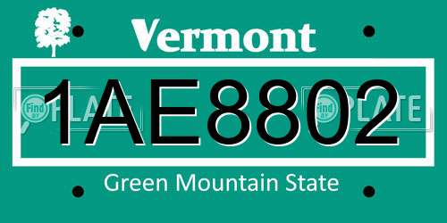 1AE8802 Vermont License Plate