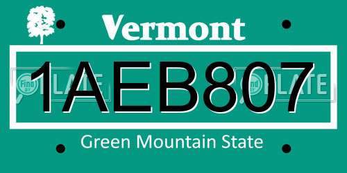1AEB807 Vermont License Plate