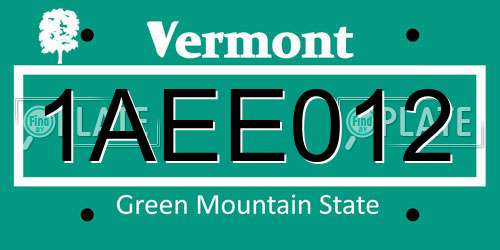 1AEE012 Vermont License Plate