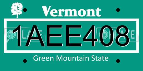 1AEE408 Vermont License Plate