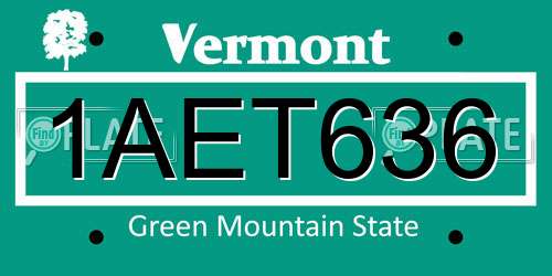 1AET636 Vermont License Plate