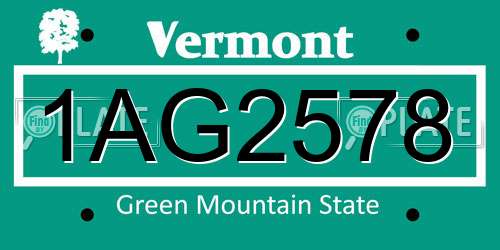 1AG2578 Vermont License Plate