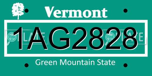 1AG2828 Vermont License Plate